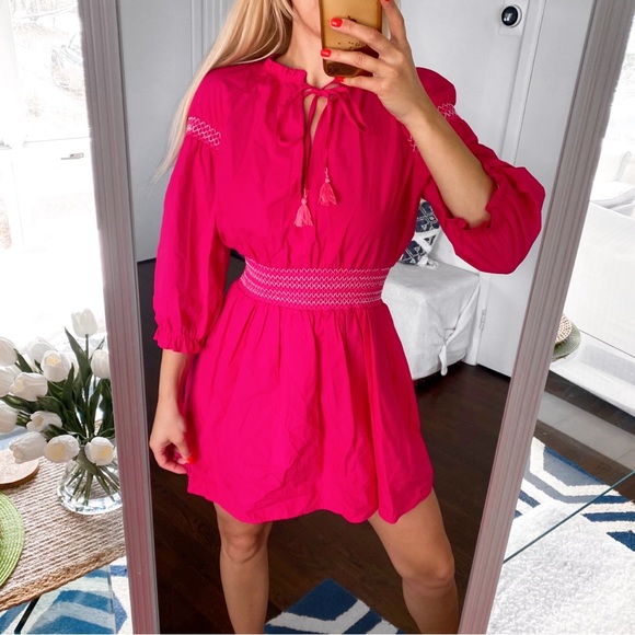 💞 ZARA PINK TASSEL PUFF LONG SLEEVE EMBROIDERED DETAIL MINI DRESS! - Picture 6 of 16